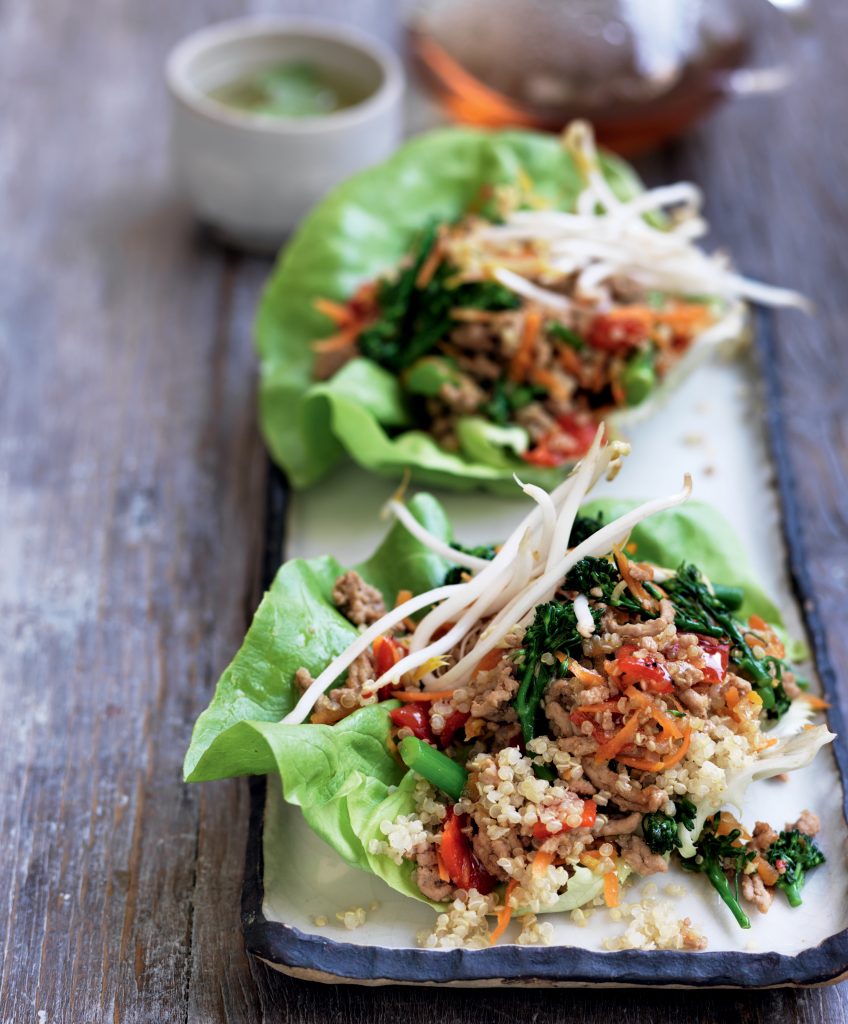 Spicy pork and quinoa lettuce cups Spicy pork and quinoa lettuce cups