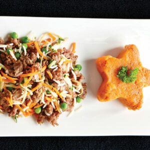 Doggy stir-fry with sweet potato mash