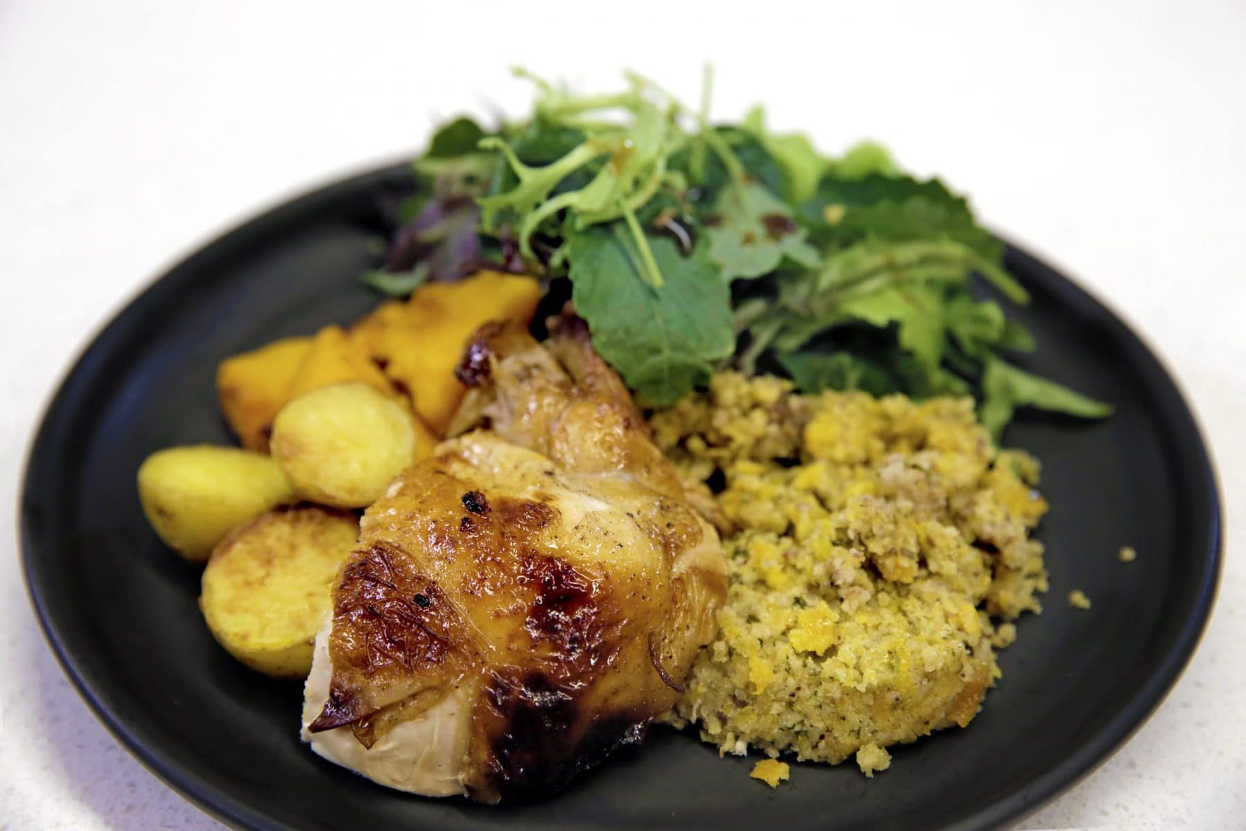 Glazed chicken with apricot and kaffir lime stuffing