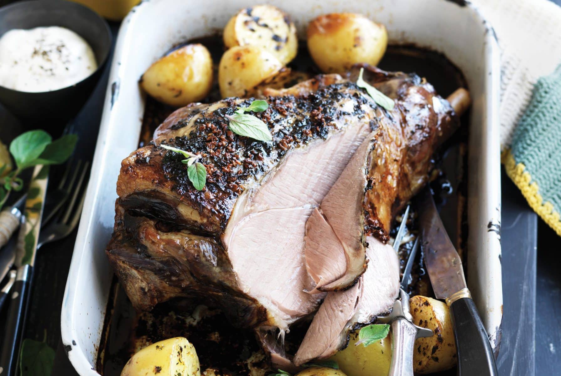 Greek-style lamb with lemon potatoes