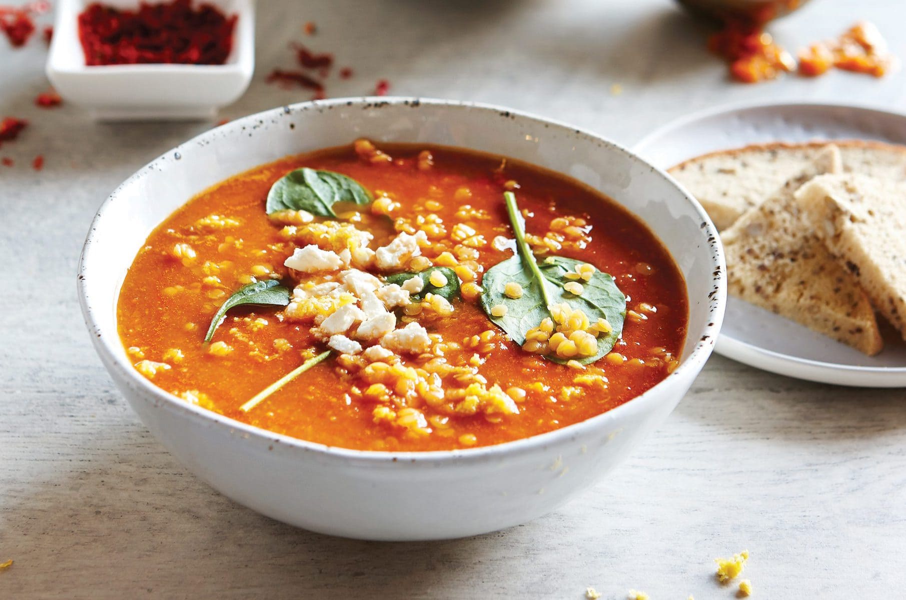 Low-FODMAP spicy lentil soup