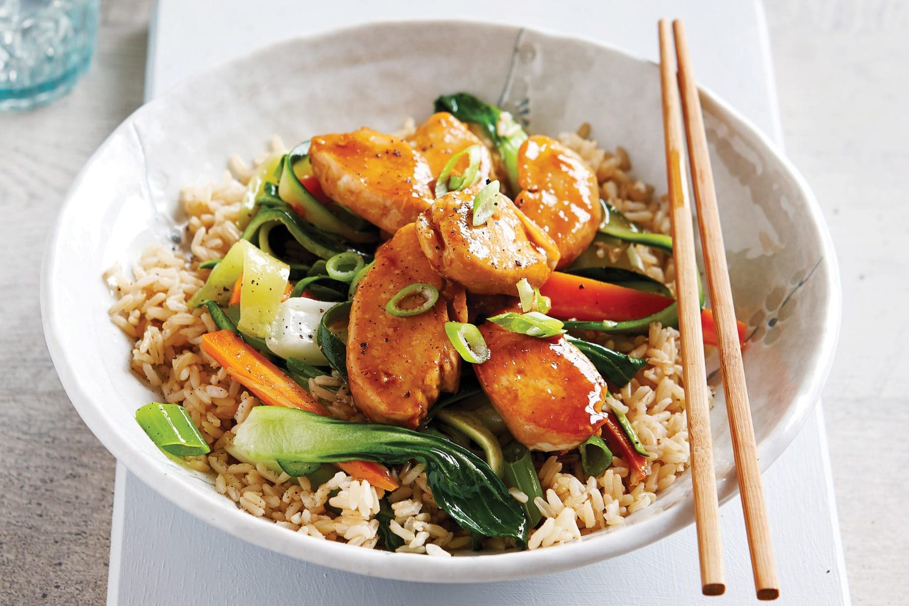Low-FODMAP teriyaki chicken stir-fry