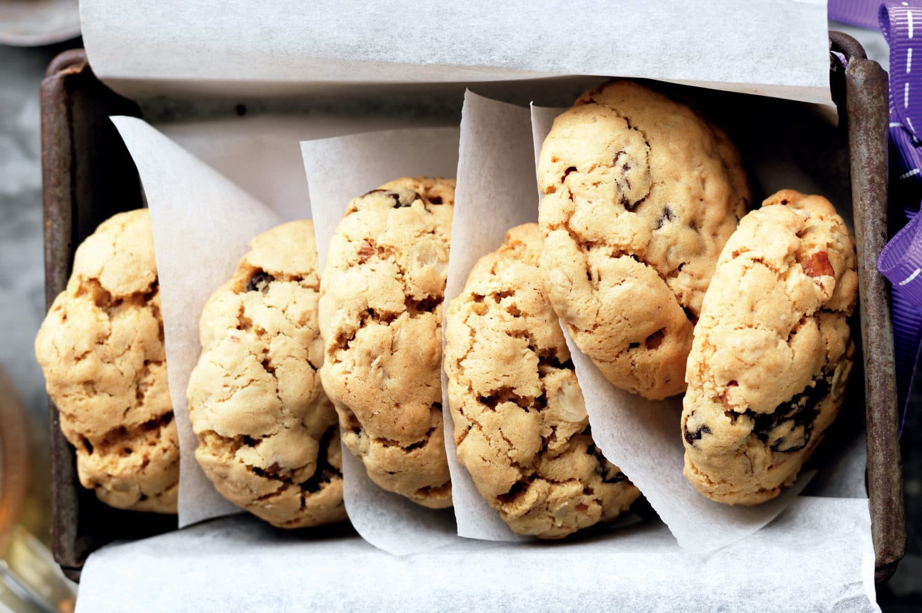 Oat, pecan and sultana biscuits