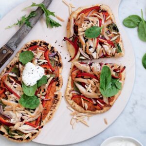 Tandoori chicken pizzas