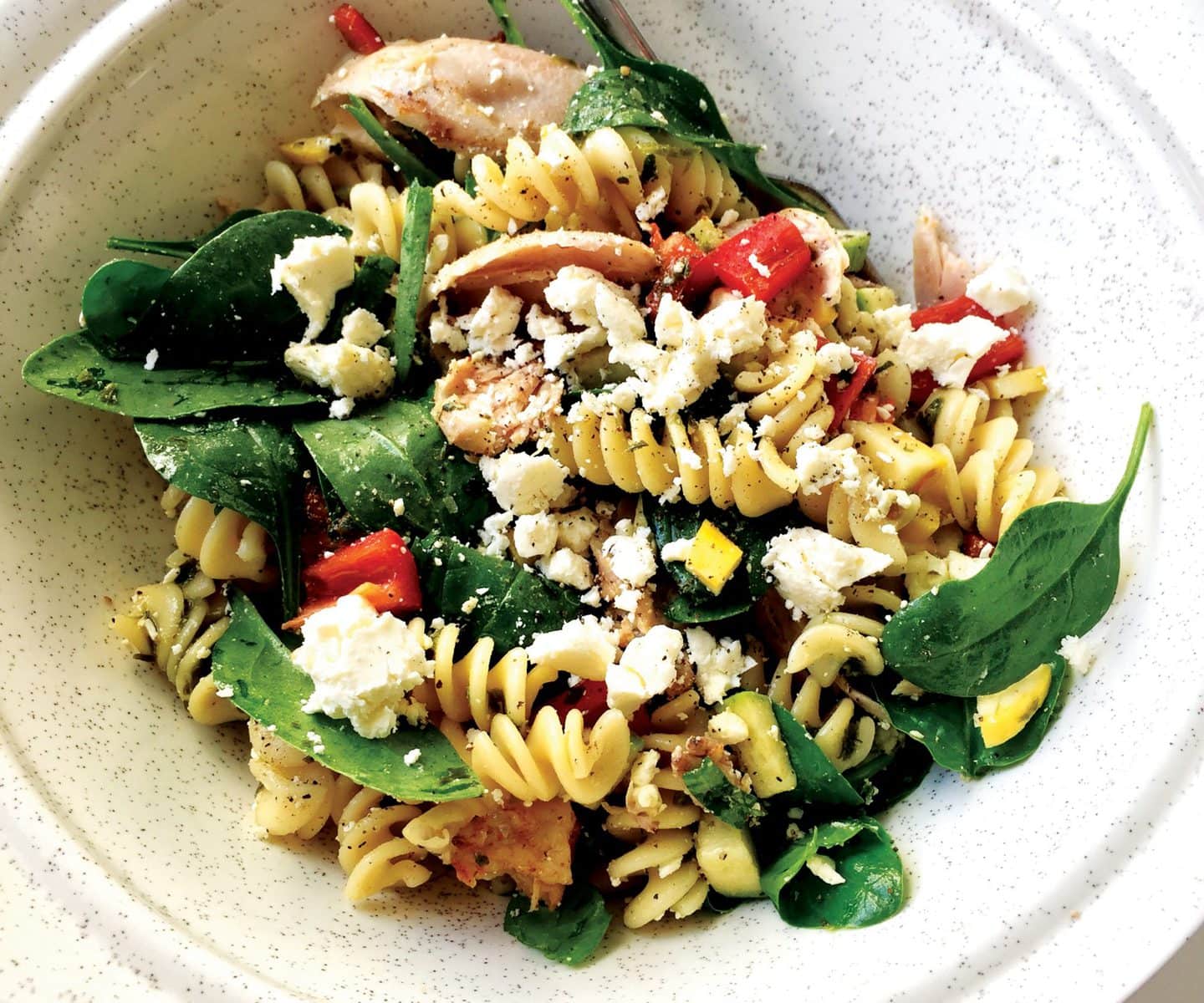 Chicken and feta pasta salad
