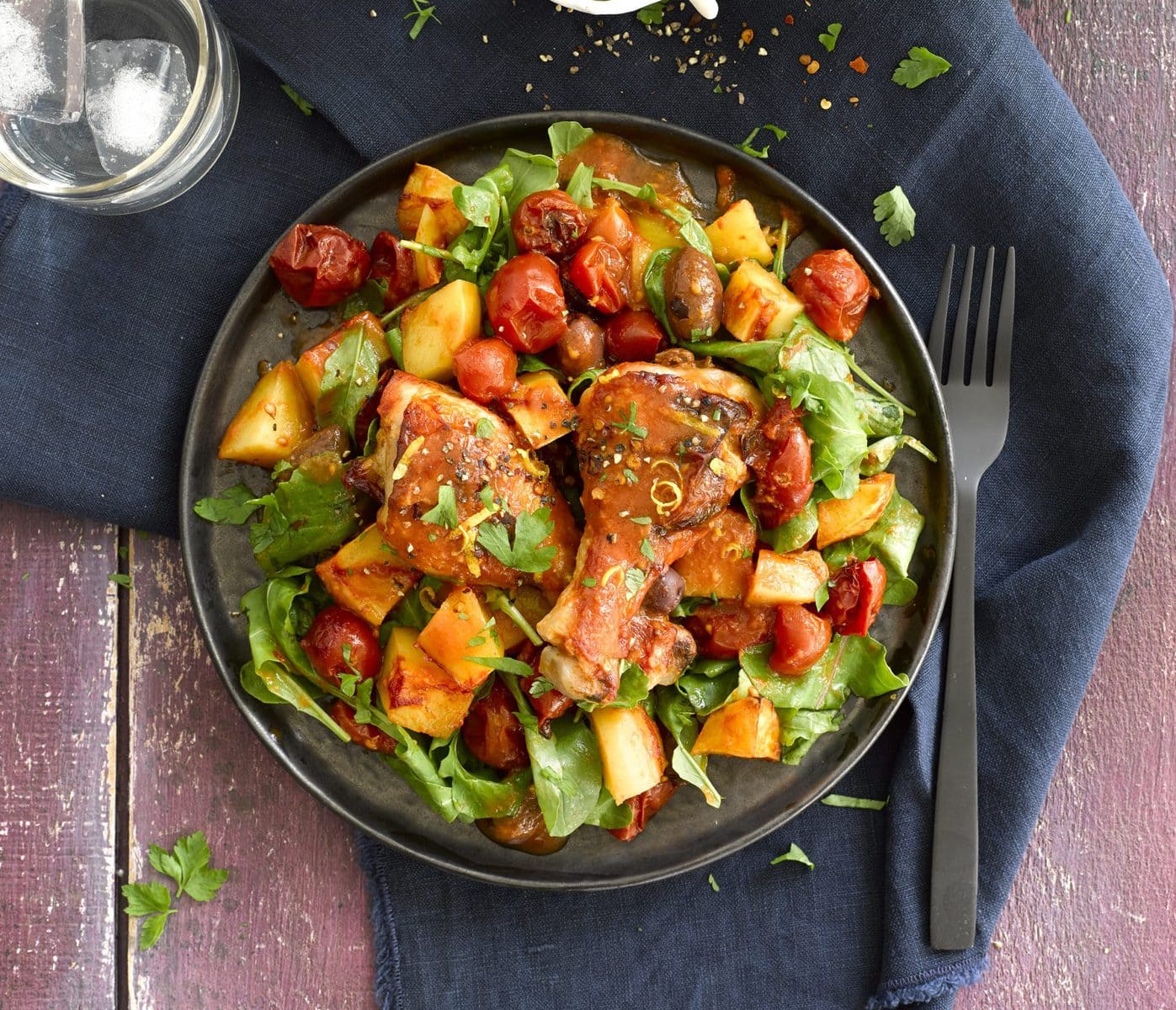 Chicken, tomato and olive bake