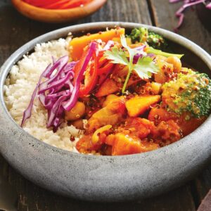 Coconut quinoa curry with cauliflower rice