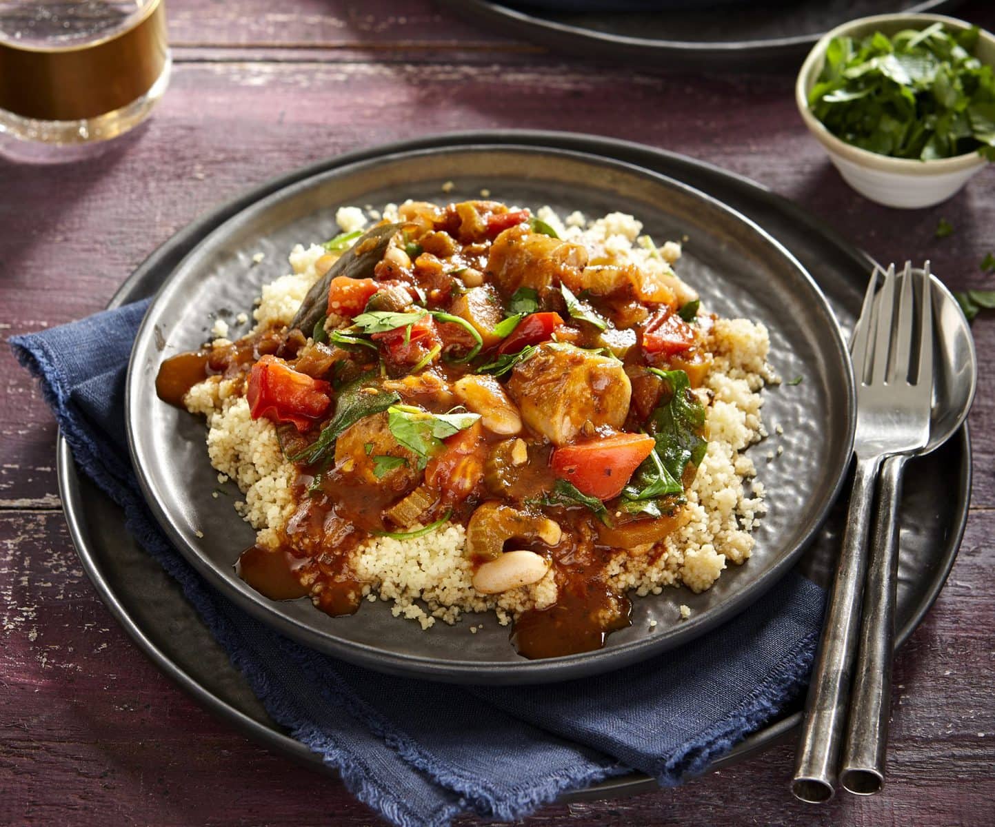 Tomato, vegie sausage and bean stew