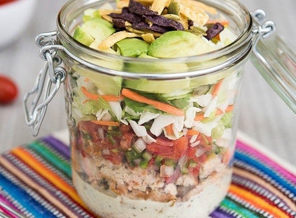 Chopped salad kit with chicken and salsa Chopped salad kit with chicken and salsa