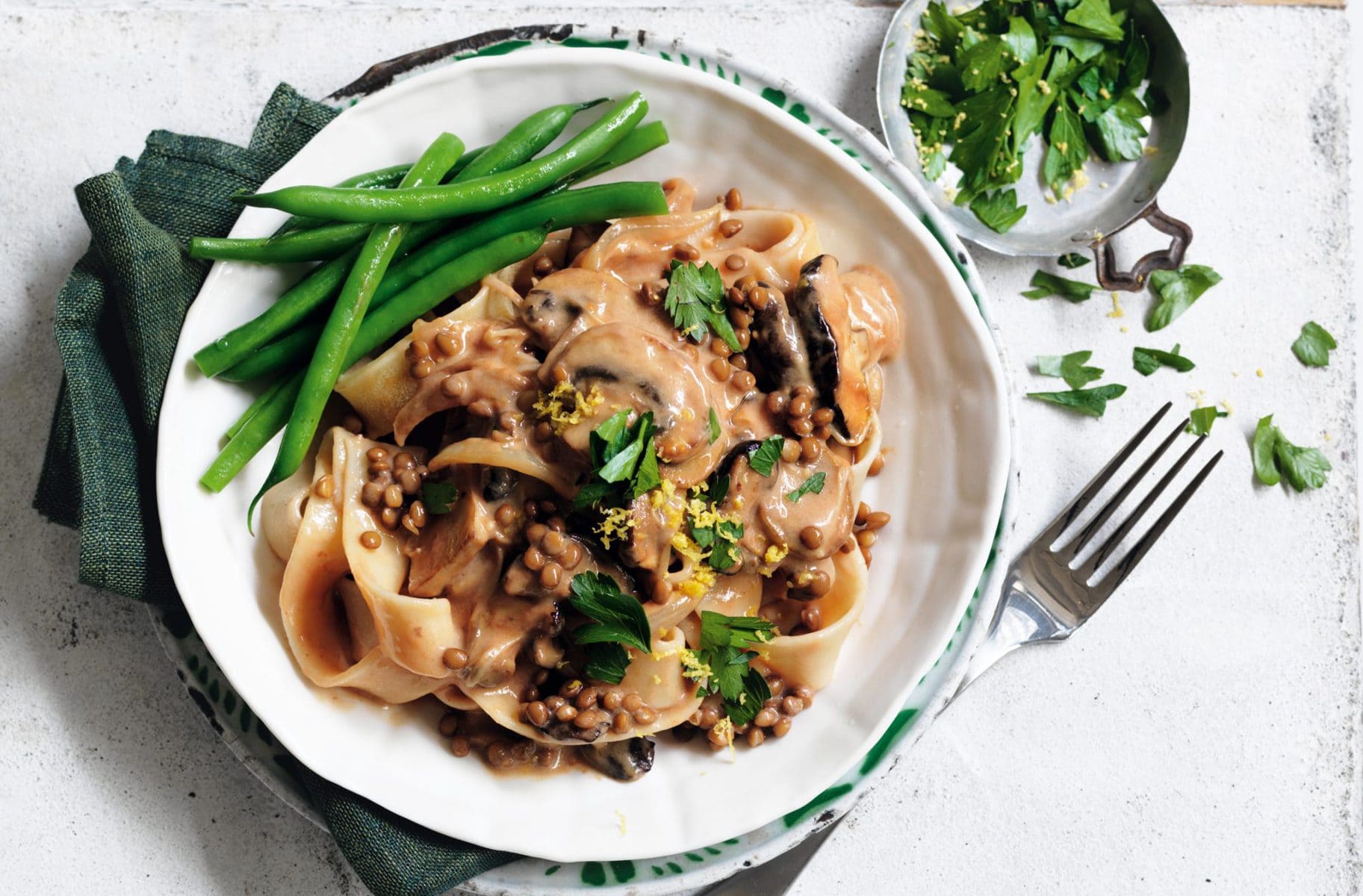 Mushroom stroganoff with gremolata