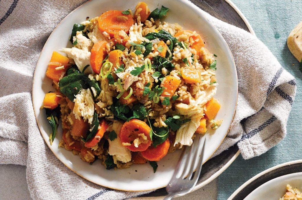 Spiced chicken and pumpkin pilaf