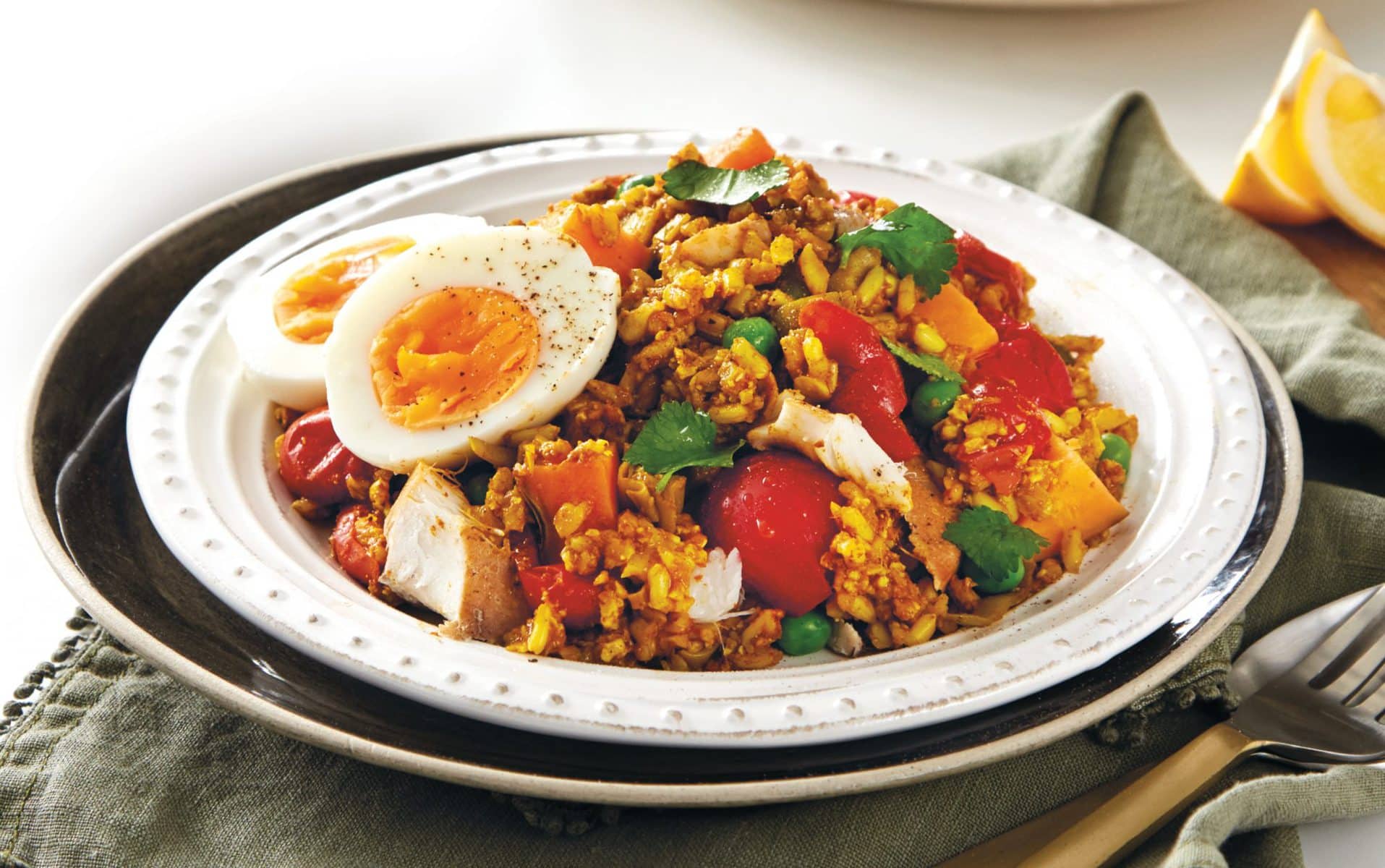 Easy kedgeree with leeks and cauliflower