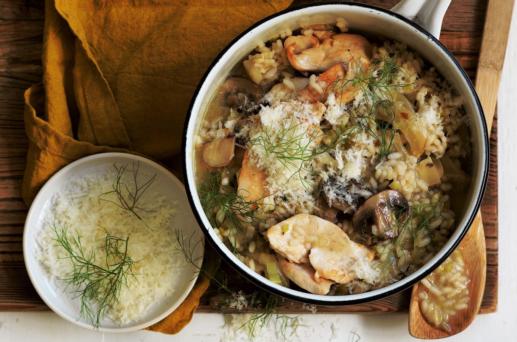 Chicken, mushroom and fennel risotto
