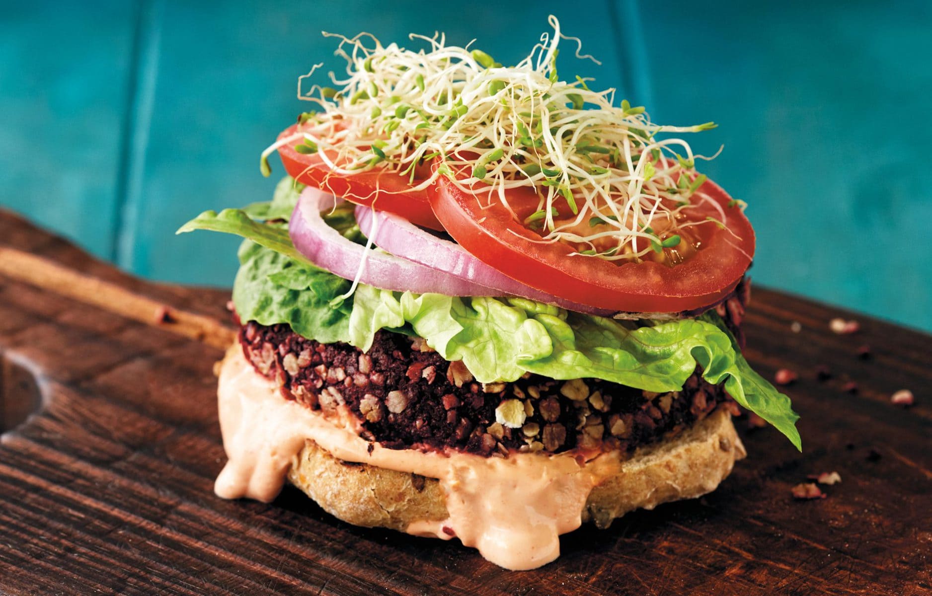 Supergrain beetroot and tofu open burgers