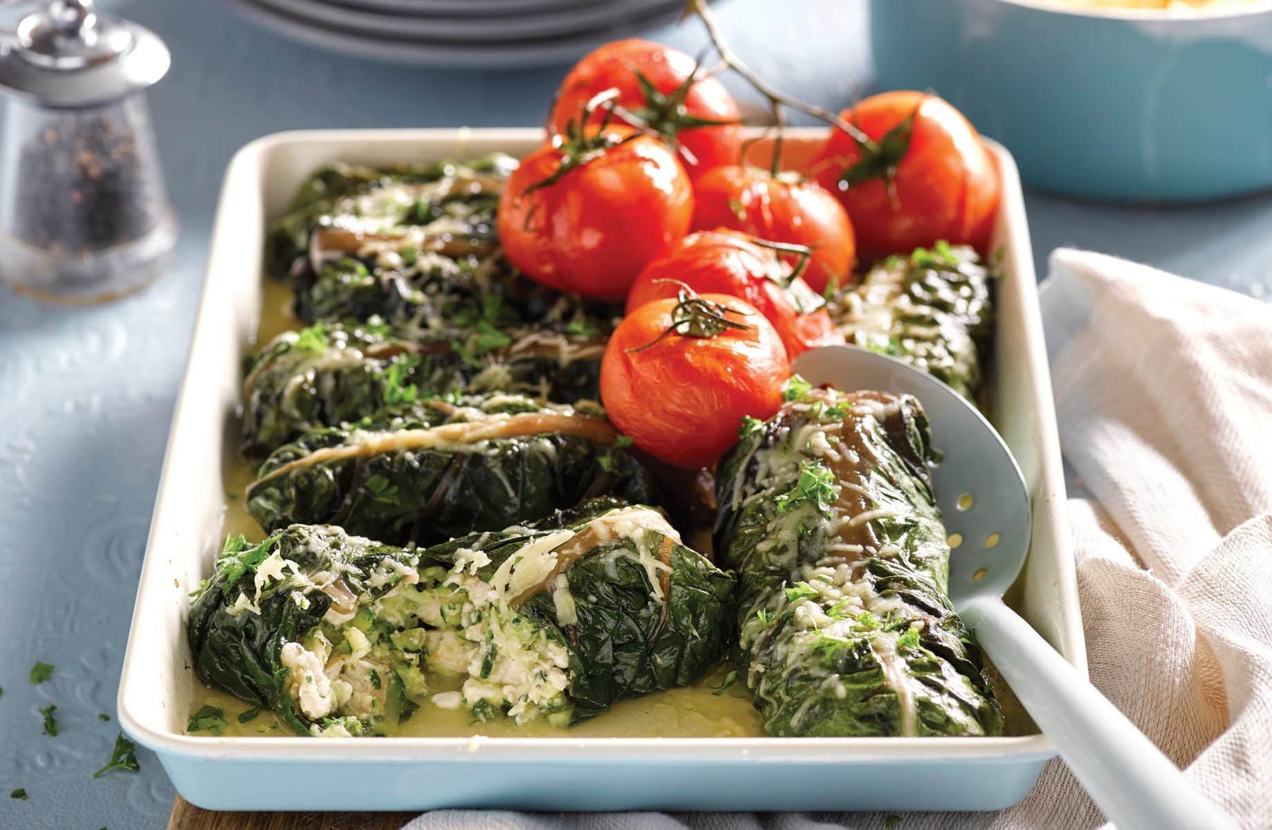 Baked silver beet cheese rolls