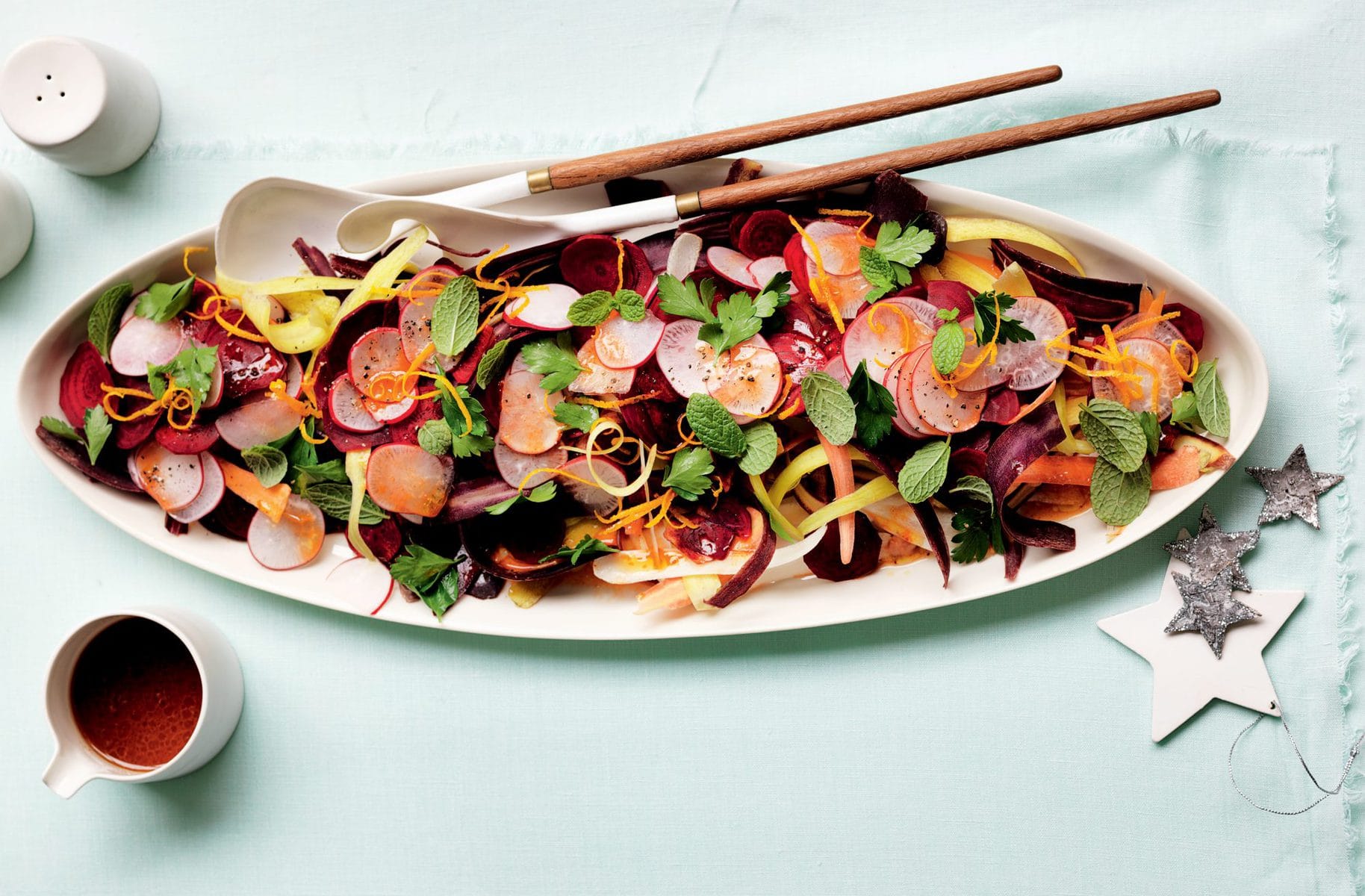 Carrot and beetroot salad with orange harissa dressing