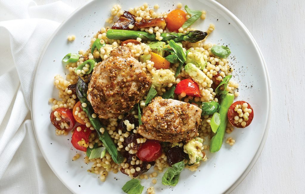 Chicken thighs with dukkah couscous salad Chicken thighs with dukkah couscous salad