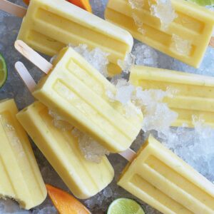 Mango, lime and coconut popsicles