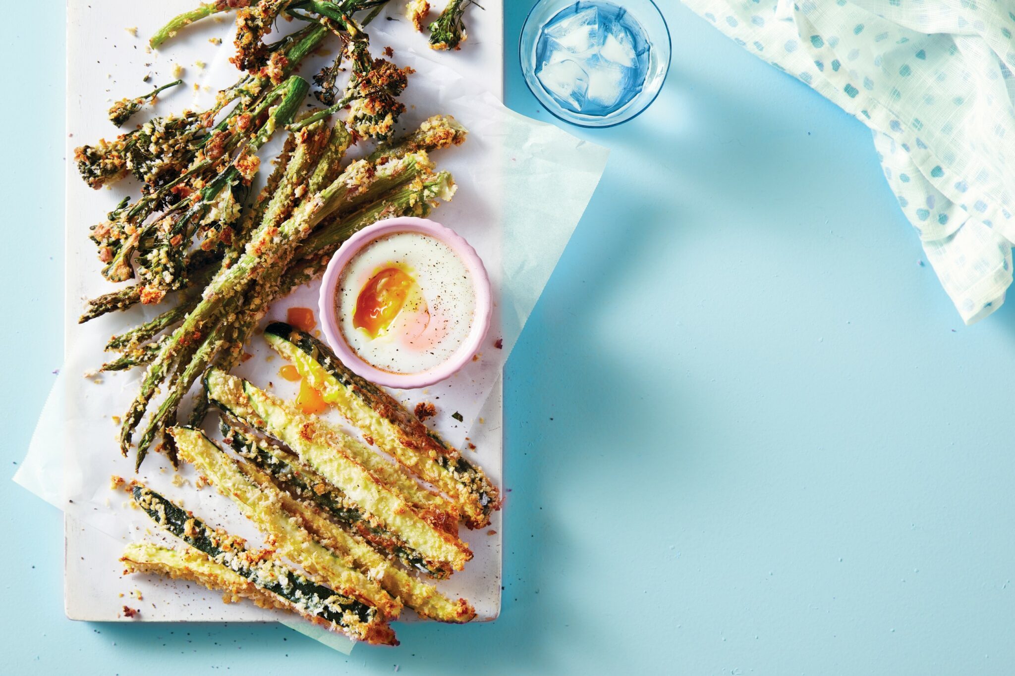 Crispy parmesan crumbed vegies with eggy dip