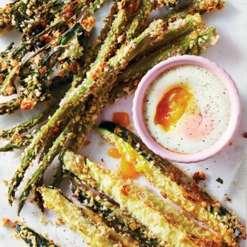 Crispy parmesan crumbed vegies with eggy dip