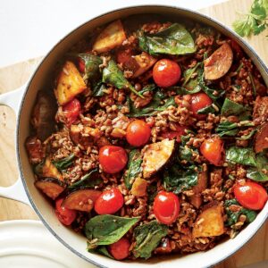 Harissa beef pilaf
