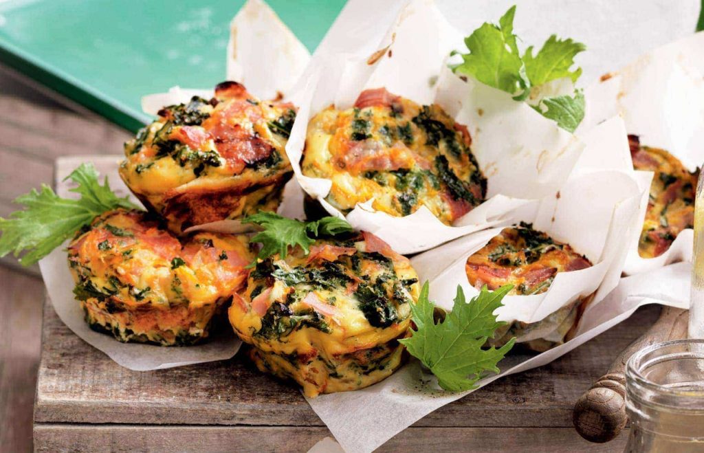Kale, ham and ricotta mini frittatas Kale, ham and ricotta mini frittatas