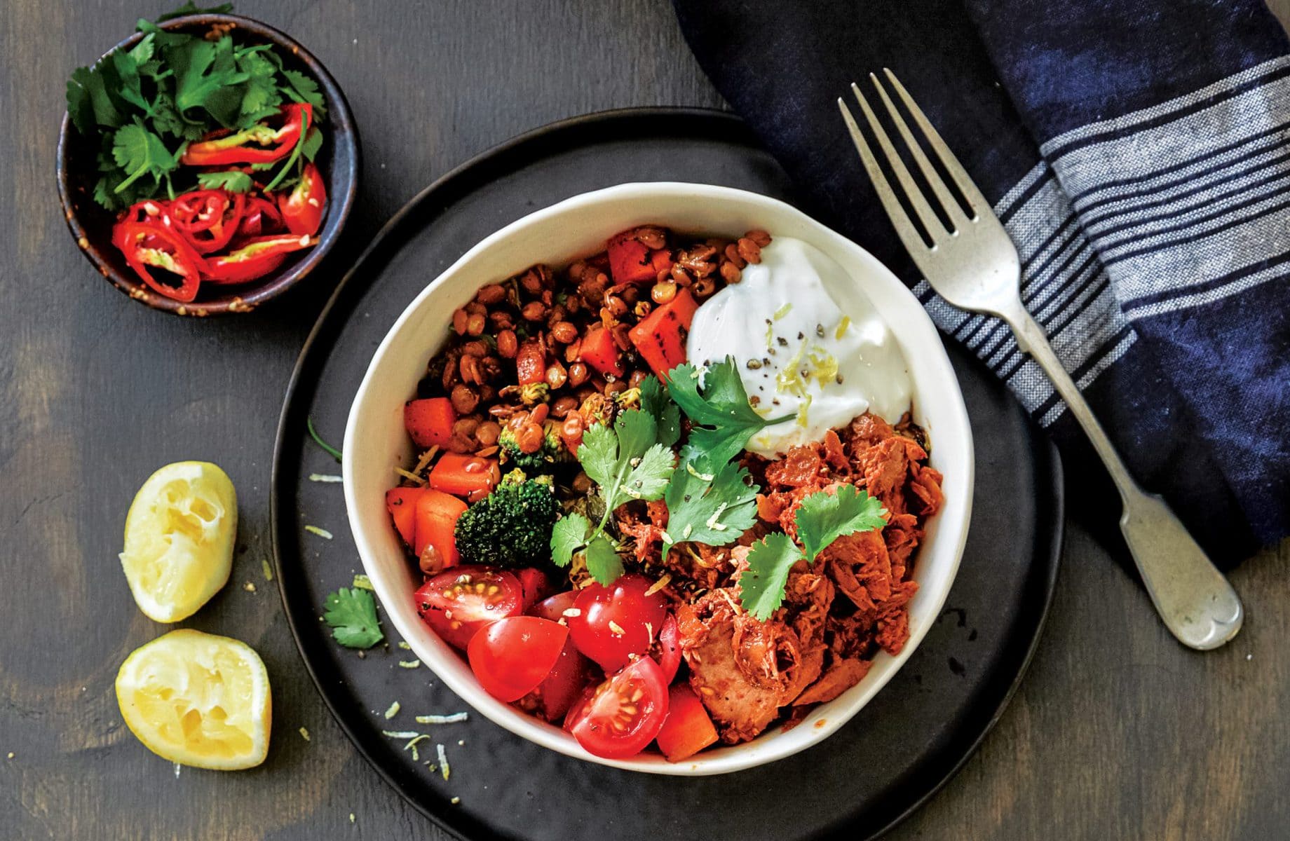 Mexican spiced lentils with chipotle tuna