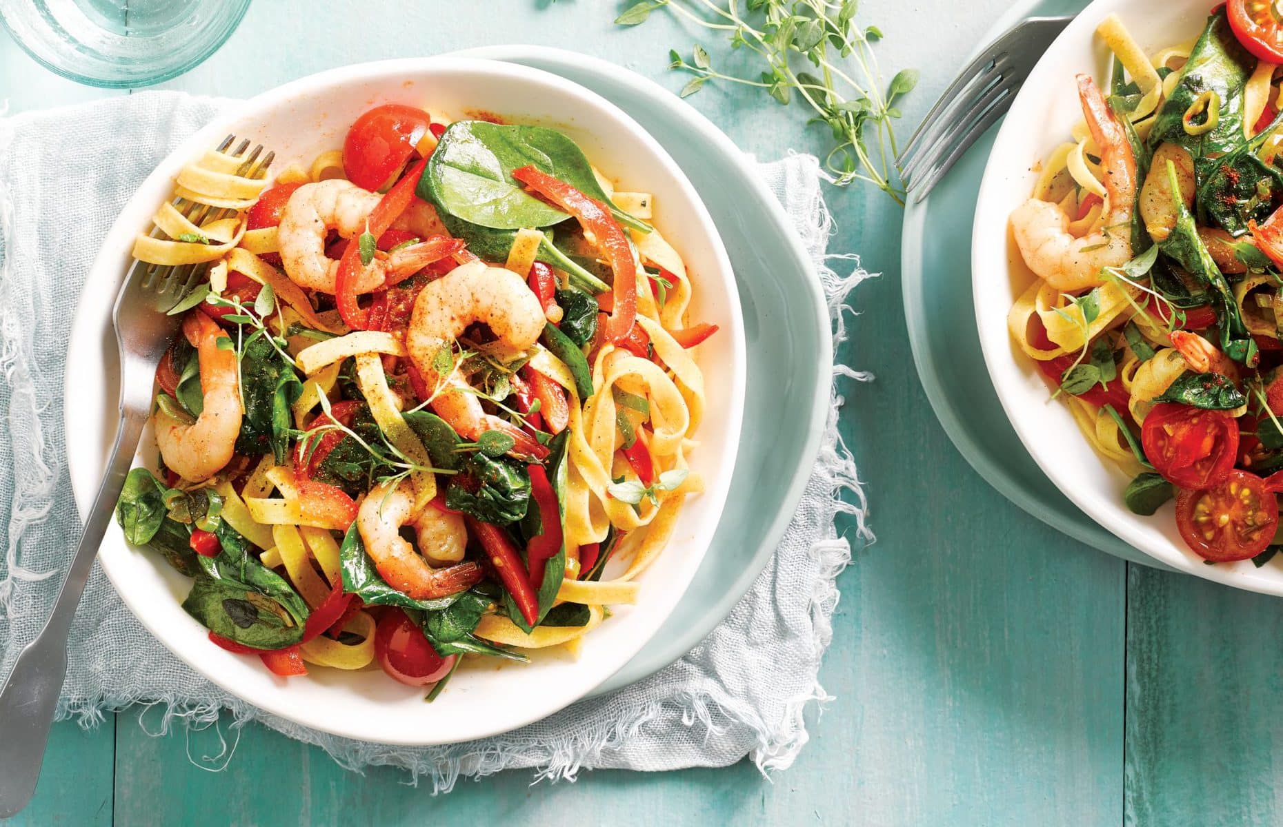 Smoky tomato and prawn tagliatelle