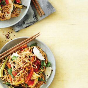 Chicken noodle salad with spicy sesame dressing