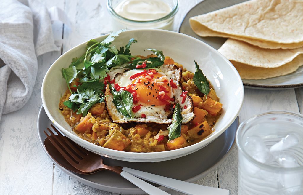 Spicy egg dhal with chilli and garlic oil Spicy egg dhal with chilli and garlic oil