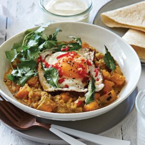 Spicy egg dhal with chilli and garlic oil