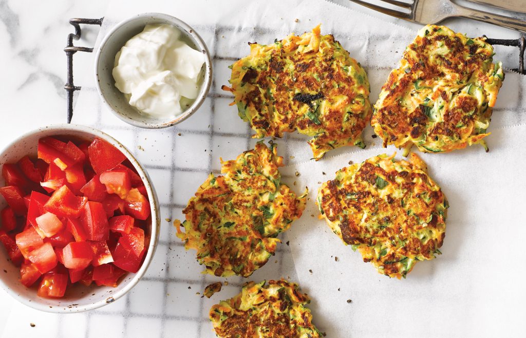 Vegetable and ricotta fritters with capsicum salsa Vegetable and ricotta fritters with capsicum salsa