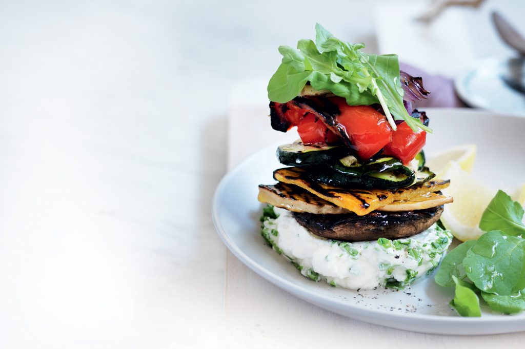 Herbed ricotta and chargrilled vegetable stacks Herbed ricotta and chargrilled vegetable stacks