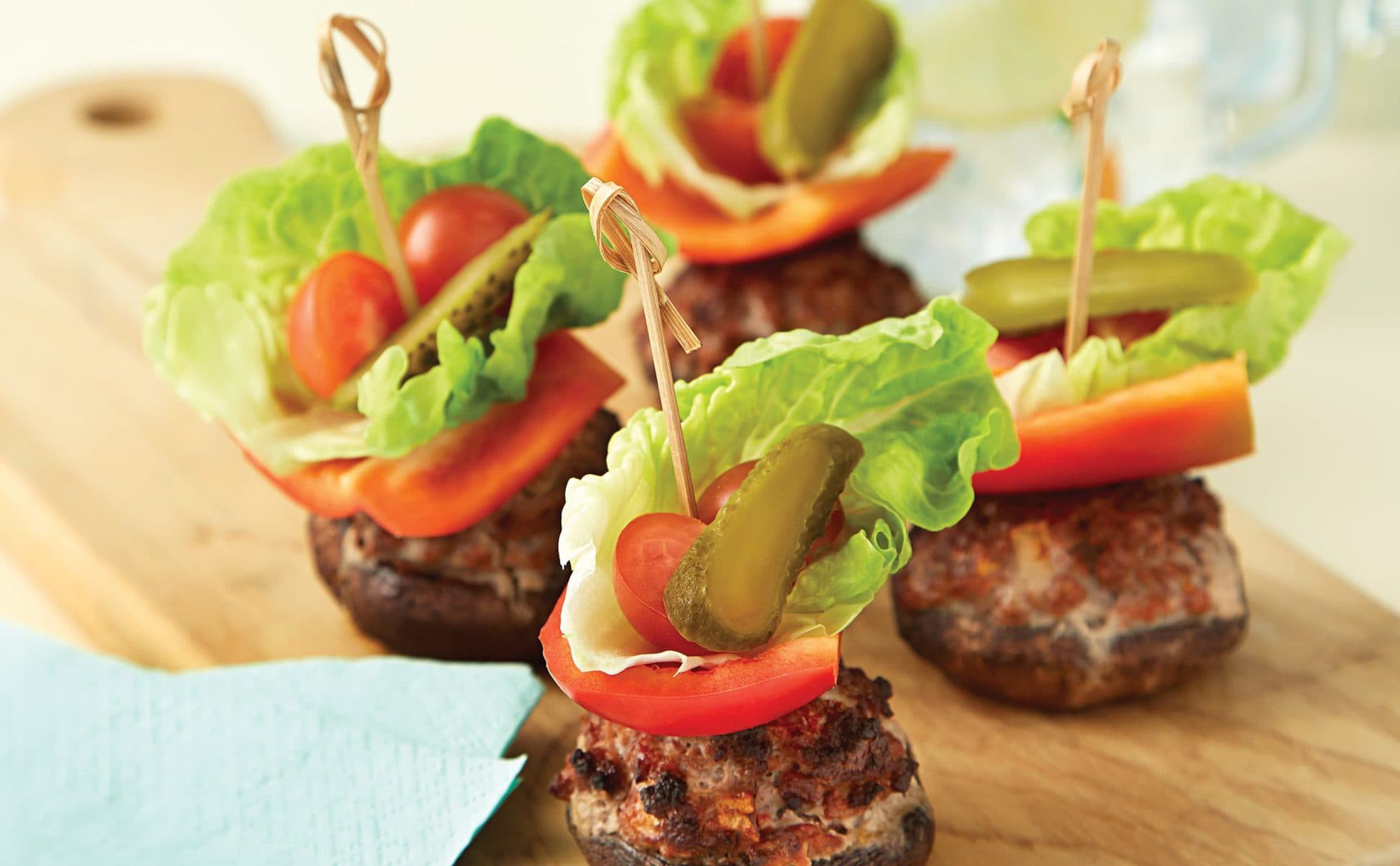 Mini mushroom burgers