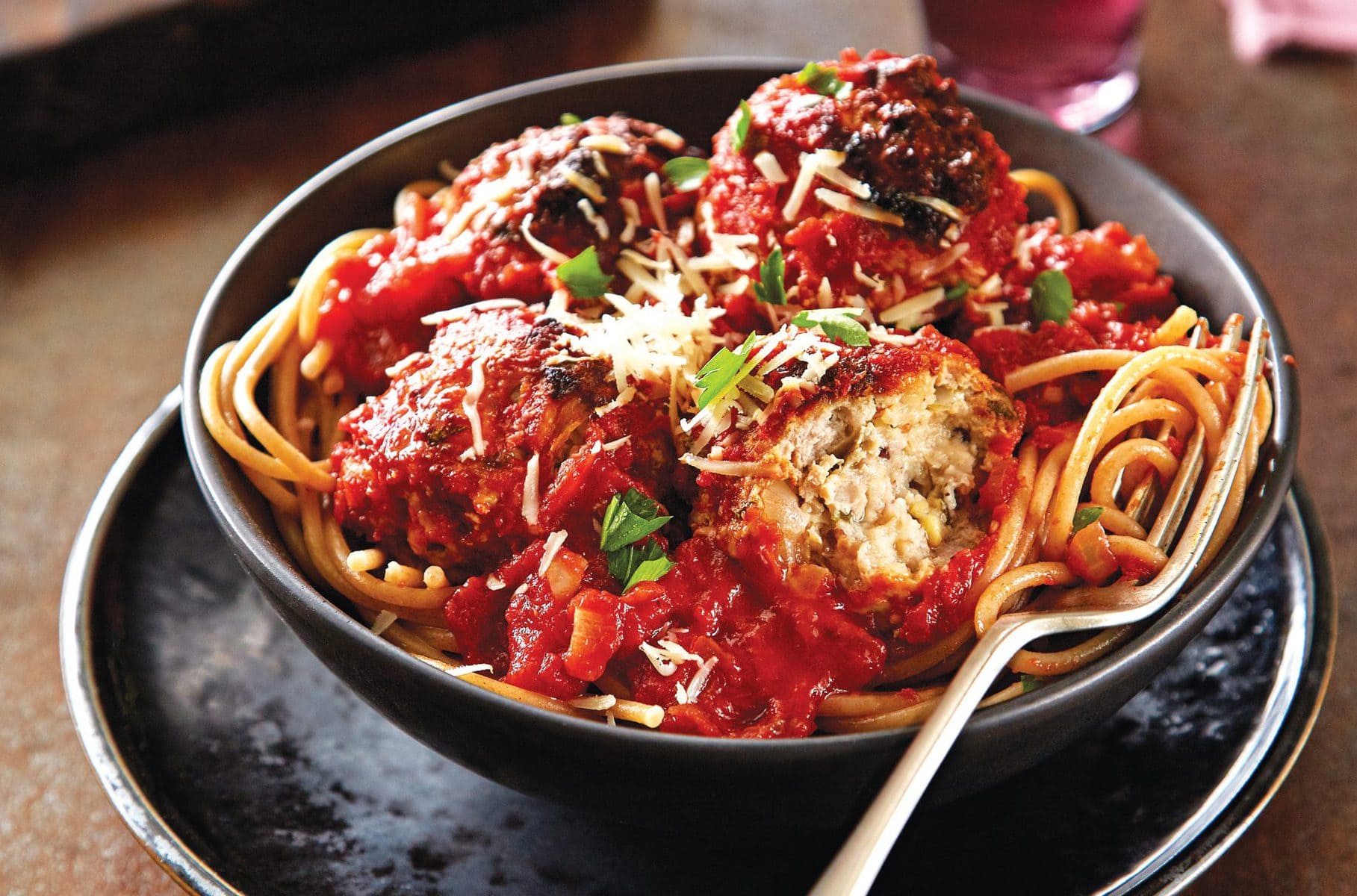 Tuscan meatballs and spaghetti