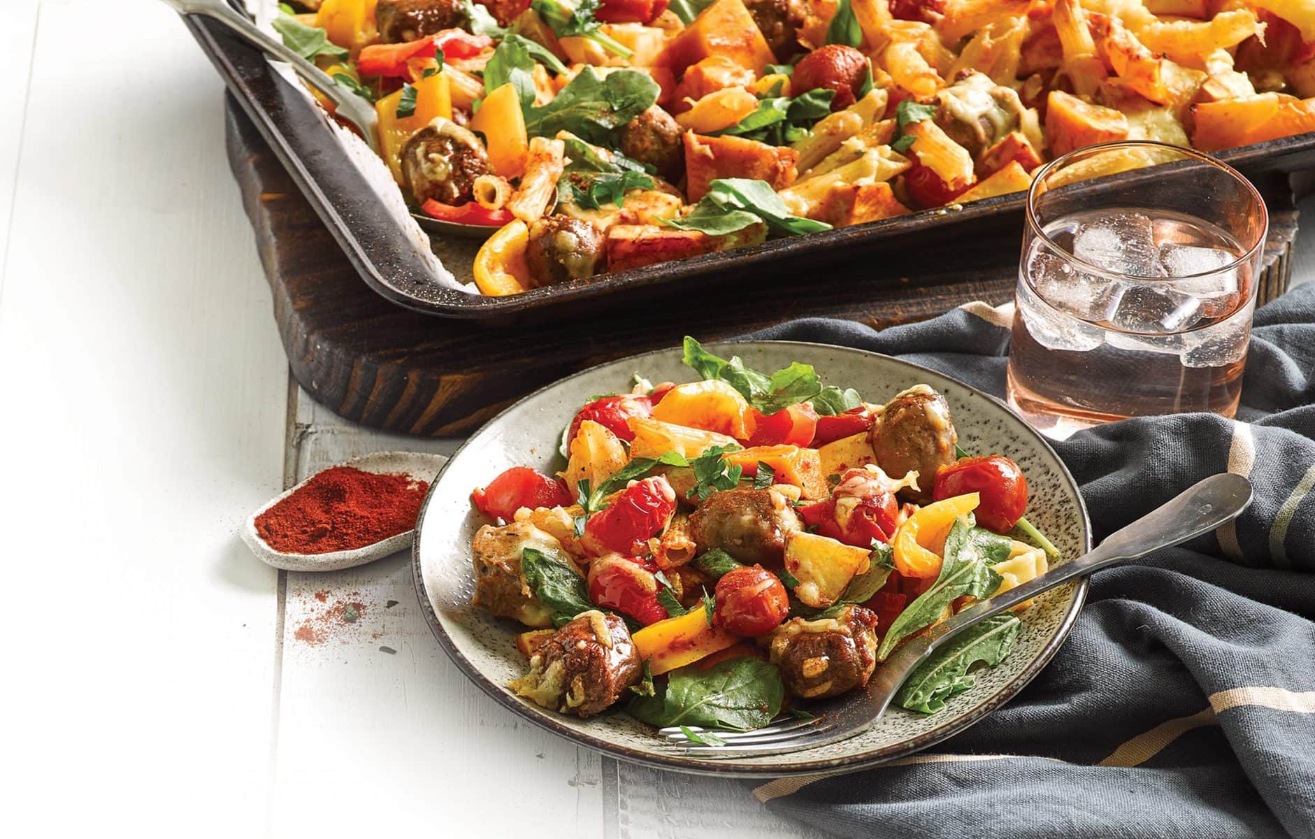 Sausage and vegie tray bake