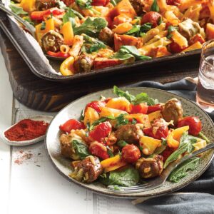 Sausage and vegie tray bake
