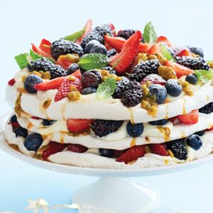 Egg-free pavlova with summer berries