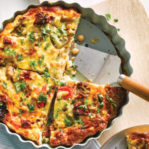 Sundried tomato and nut crustless quiche