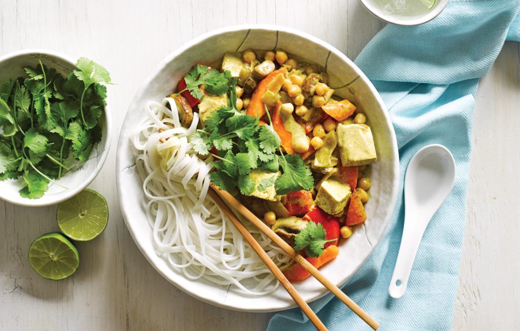 Tofu and chickpea coconut curry