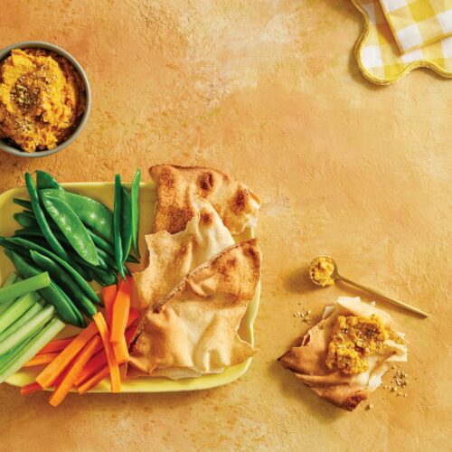 Pumpkin hummus with dippers