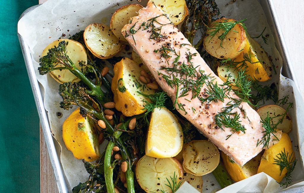 Tray-baked salmon