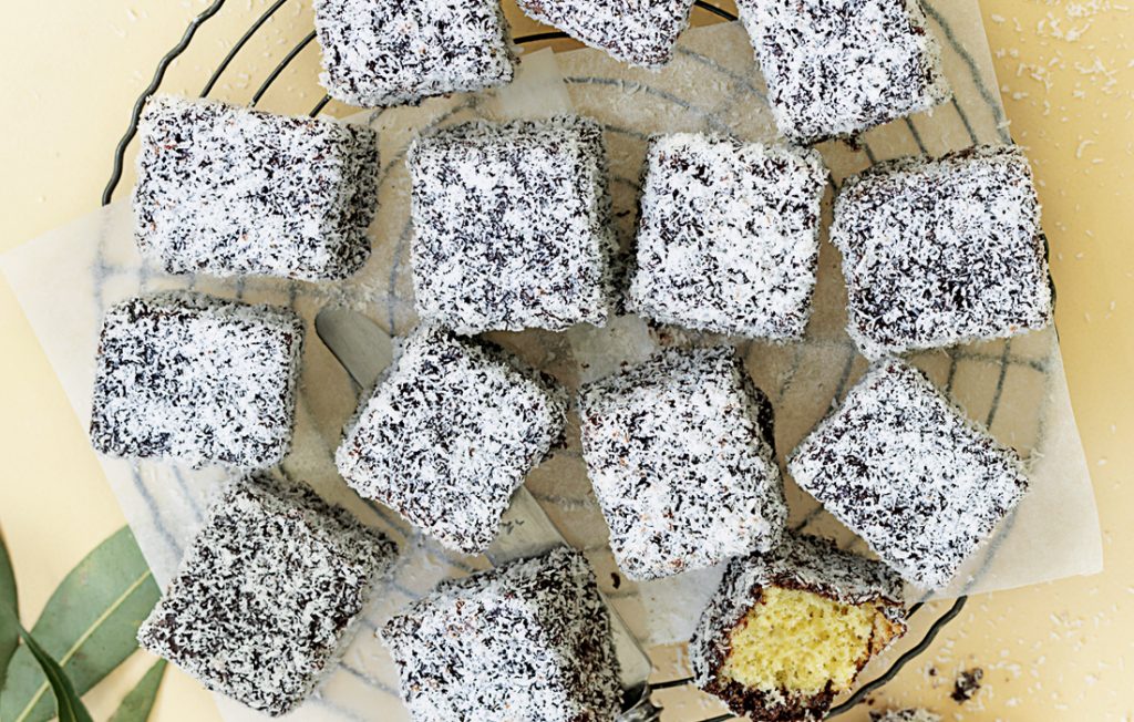 Gluten-free chocolate lamingtons
