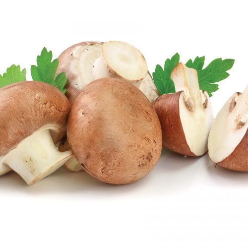 In-season mid winter: Golden tamarillos and swiss brown mushrooms