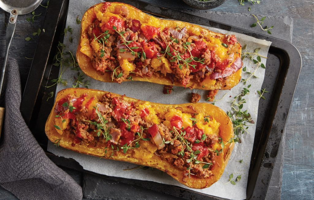 Lamb and apricot stuffed squash