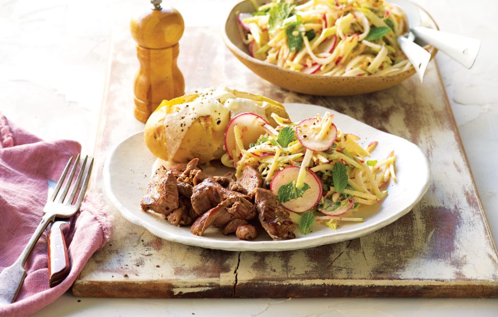 Lamb with apple and kohlrabi slaw