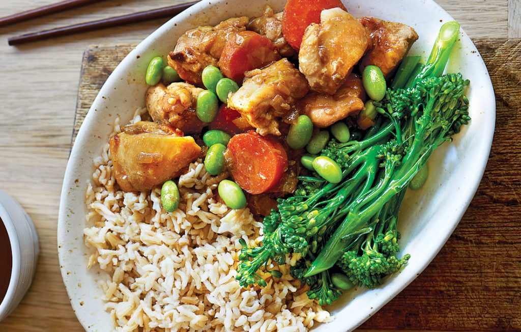 Braised Japanese chicken with edamame