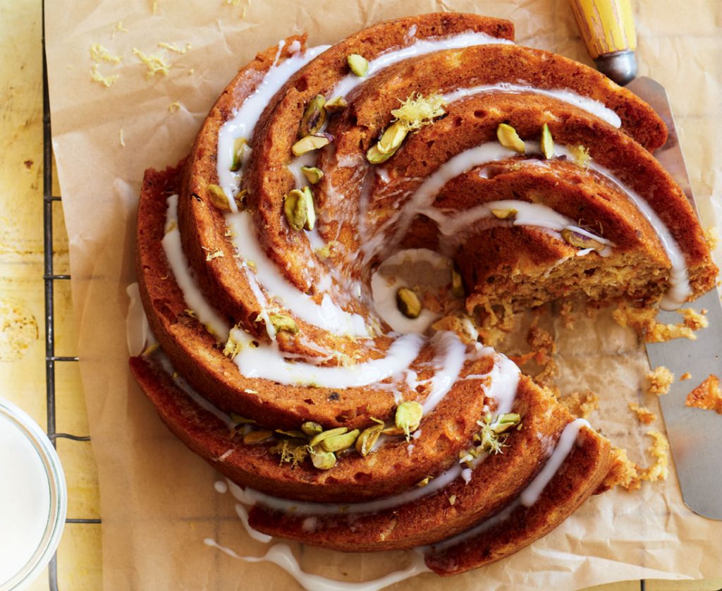 Carrot, honey and pistachio cake