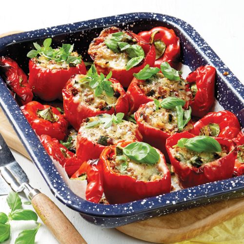 Cheesy stuffed roasted red peppers