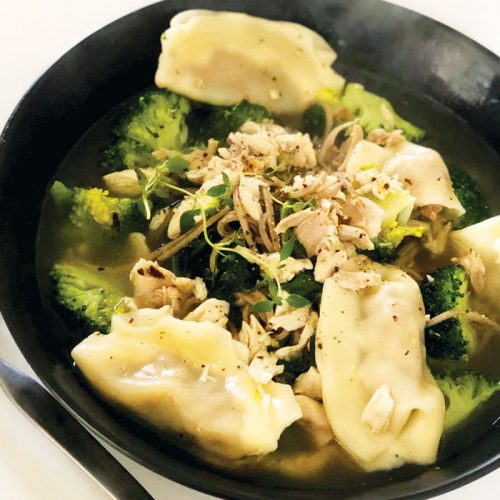 Dumpling soup with vegetables